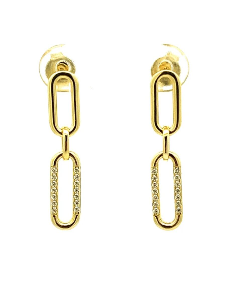 Link Drop Earrings 925 Sterling Silber Cubic Zirconia Gold small